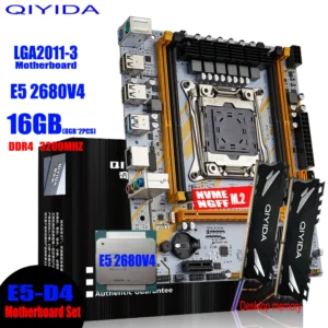 Qiyida X99 Motherboard LGA2011 3 Set Kit Xeon E5 2680 V4 CPU Processor