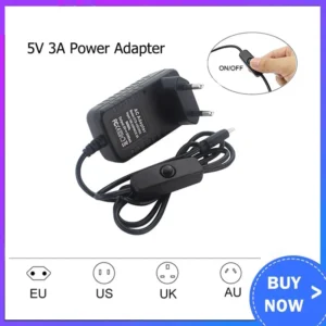 Raspberry Pi 4 Type C Power Supply 5V 3A Adapter With ON / OFF Switch