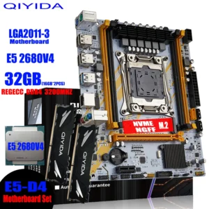 Qiyida X99 Motherboard LGA 2011 3 Set Kit Xeon E5 2680 V4 CPU Processor