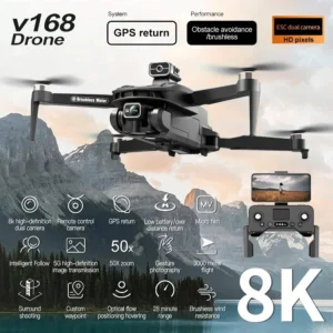V168 Drone Professinal Three Camera 8K Wide Angle Optical GPS