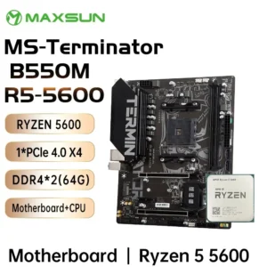 Maxsun AMD B550M With Ryzen 5 5600 CPU Motherboard Set 6 Core 12 Thread