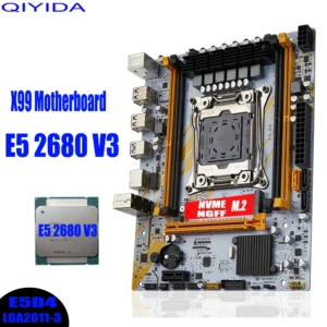 Qiyida X99 Motherboard Set LGA2011 3 Kit With Xeon E5 2680 V3 CPU