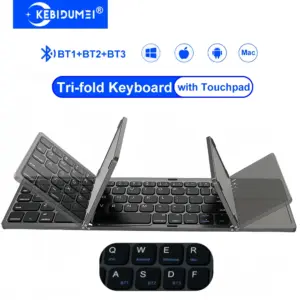 Three Bluetooth Keyboard With Touchpad Tri Fold Mini Rechargeable For