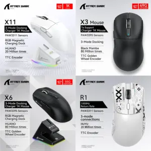 Attack Shark X11 X6 X3 R1 Wireless Gaming Mouse, RGB, Ergonomic, Ultra
