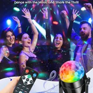 RGB Sound Activated LED Disco Ball Light With Remote Control Rotating