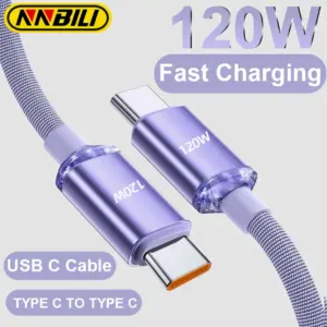 Nnbili 120W USBA To Type C To USBC Cable 15 16 17 Series PD Fast