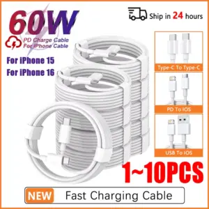 PD 60W USB C To Type C Fast Charging Cable For Apple Iphone 11 13 14 15