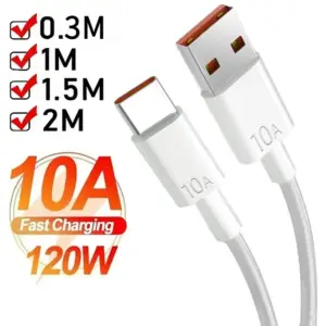 Android 120W 10A USB To Type C Cable Super Fast Charging Cable P40