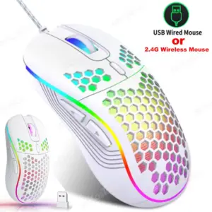 Honeycomb Wired Gaming Mouse RGB Backlight 7200 Adjustable DPI