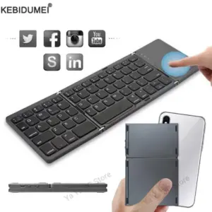 Foldable Wireless Bluetooth Keyboard With Touchpad Folding Portable For