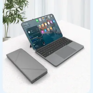 Bluetooth Wireless Folding Keyboard with Touchpad Leather Cover