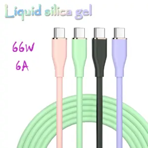 Ugourd Liquid Silicon USB Type C To C Fast Charging Cable 66W To C PD