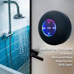 Waterproof Bluetooth Speaker With Colorful LED Lights, Strong Suction