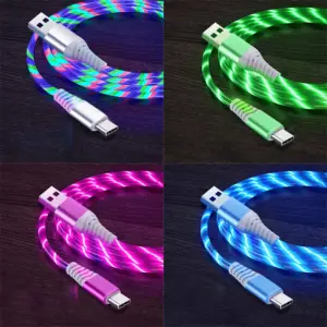 Flow Luminous USB Type C Cable 3A Fast Charging Data Cord Xiaomi OPPO