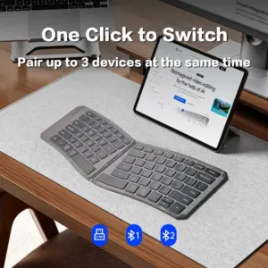 Ergonomic Foldable Bluetooth Keyboard,Split Compact Portable Keyboard for