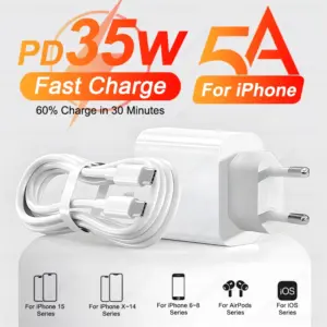PD 35W USB C Charger 16 15 14 Plus 13 12 11 Pro Max Fast Charging Plug