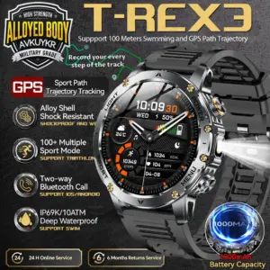 T REX3 1000mAh Large Battery Durable Adult Smart Watch GPS Strong