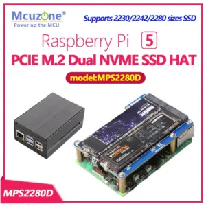 Mps2280d Raspberry Pi 5 PCIE M.2 Dual NVME SSD HAT Support 2280 / 2242