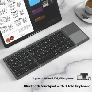 Foladable Keyboard With Touchpad Pocket Folding For Laptop Phone Tablet