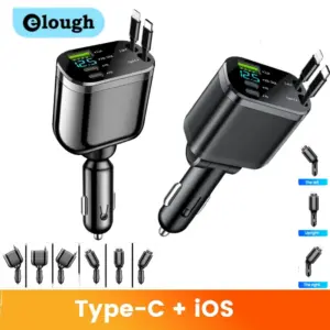 Elough 5 IN 1 Car Charger Adapter Fast Charging Type C To Lightning Car