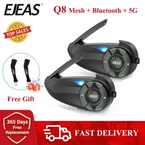 EJEAS Q8 Motorcycle Mesh Intercom With EUC Remote Walkie Talkie