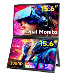 Hgfrtee 15.6 Inch Dual Portable Monitor For Laptop Screen Extender