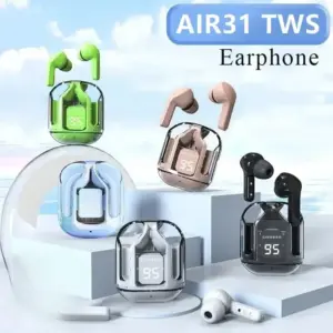 T2 Wireless Bluetooth Earphone Transparent HIFI Headphones LED Power
