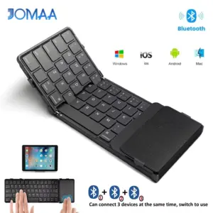 Folding Bluetooth Keyboard With Touchpad Wireless Foldable With PU