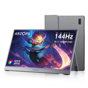 Arzopa 16.1'' 144HZ Portable MONITOR,106% Srgb,1080p,with Storage