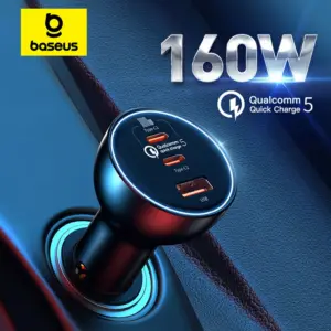Baseus 160W Car Charger QC 5.0 Fast Quick Charging PPS PD3.0 USB Type C