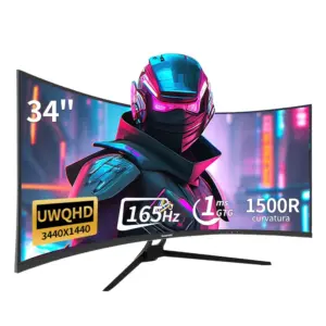 Gawfolk 34 Inch Ultrawide Curved Gaming Monitor, 1500R PC Screen 165HZ