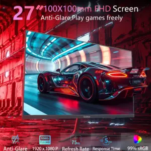Grebear 27 Inch Computer Monitor IPS Panel PC Monitors FHD 1080P 75HZ