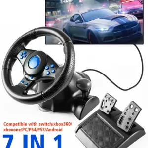 DATA FROG Racing Steering Wheel With Vibration And Pedals For Switch