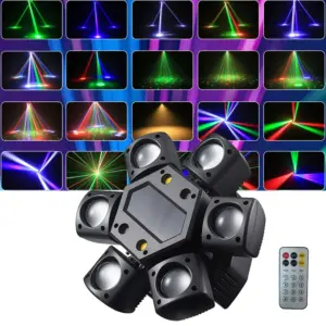 Six Arms RGBW LED Beam Moving Head Light DMX Pattern Strobe Laser Stage