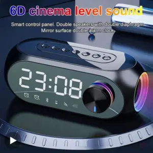 Alarm Clock Radio FM Bluetooth Speaker Portable Subwoofer Caixa De Som