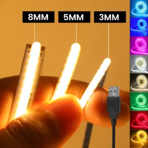 DC 5V USB COB Strip 3MM 5MM 8MM White / Pink / Red / White / Yellow /