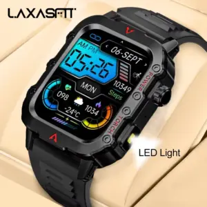 Laxasfit Men's Smart Watch LED Flashlight Outdoor Sports Smart Watch